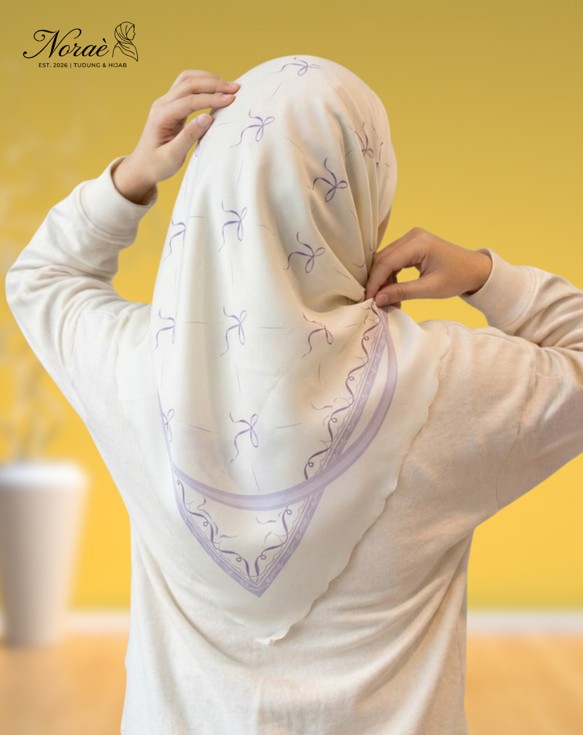 TUDUNG BAWAL PRINTED BIDANG 48 Cotton Voile Line Flower Design