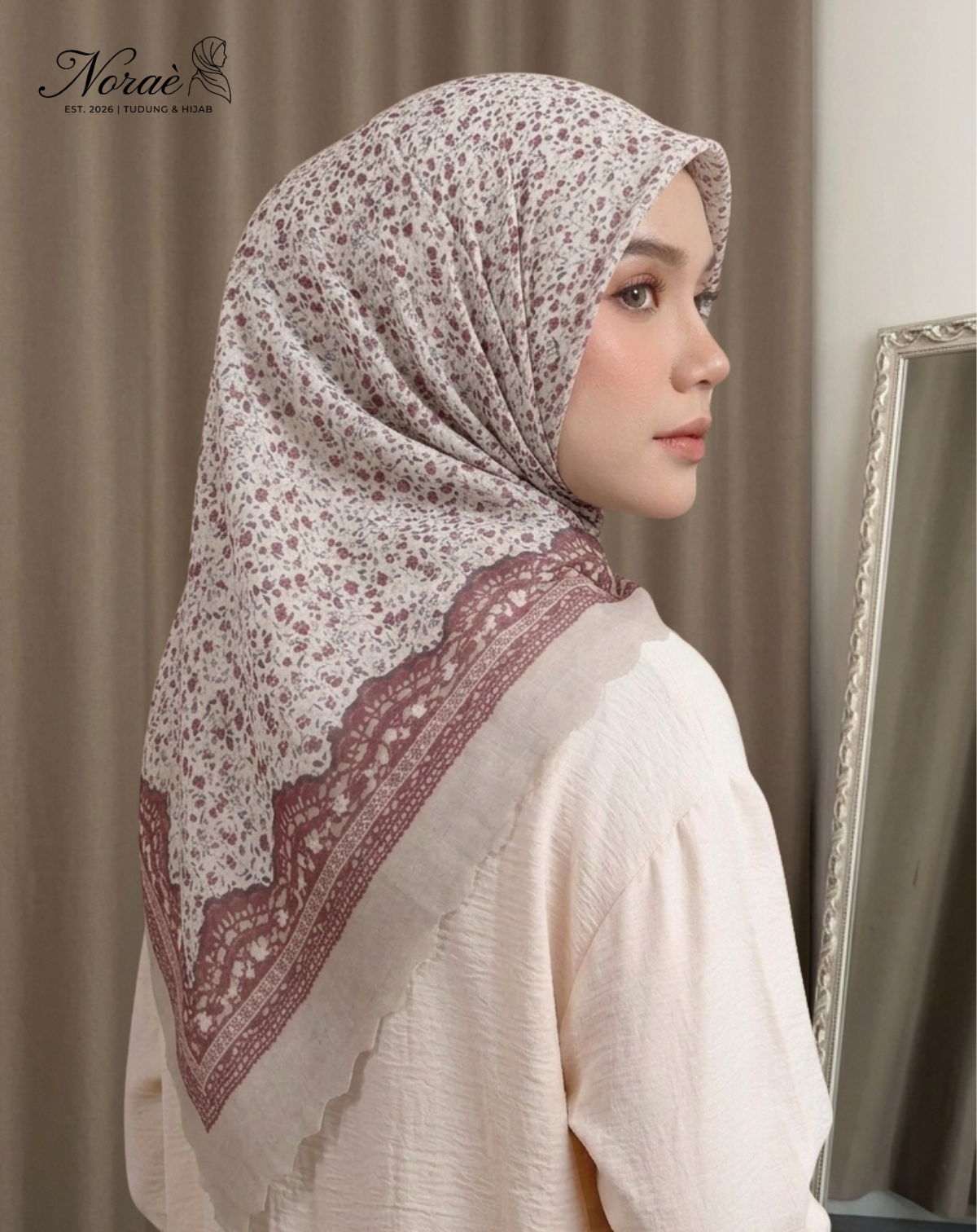 TUDUNG BAWAL PRINTED BIDANG 48 Cotton Voile Square Fruit Design