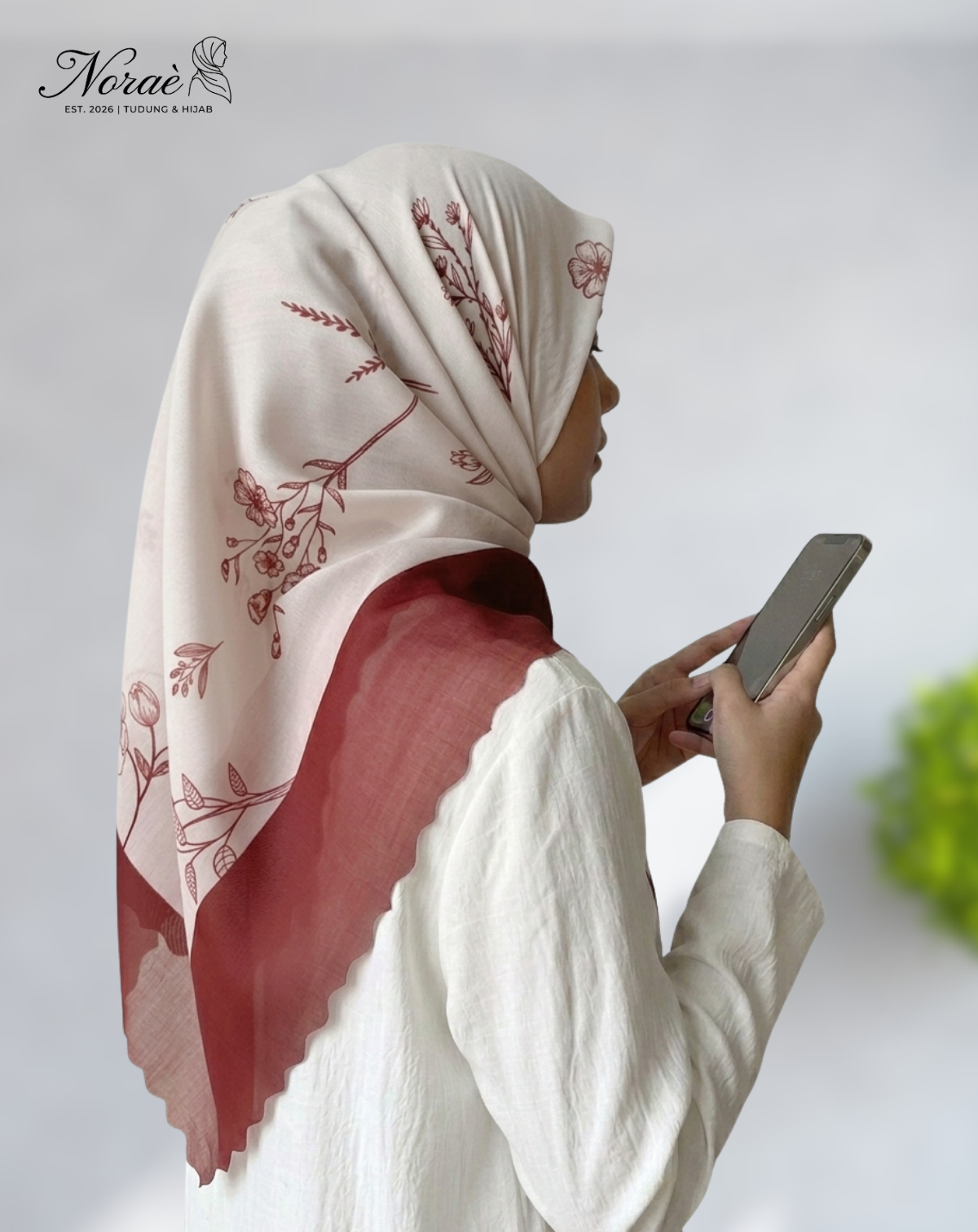 TUDUNG BAWAL PRINTED BIDANG 48 Cotton Voile Forest Design