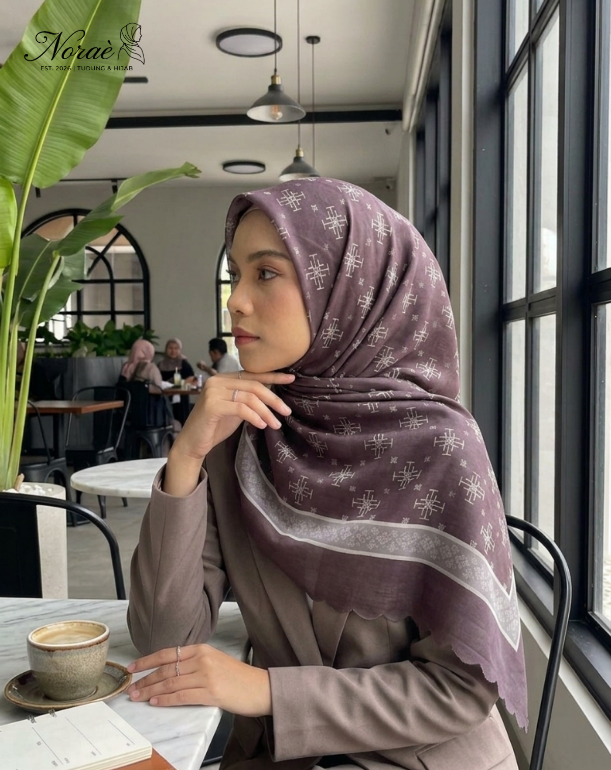 TUDUNG BAWAL PRINTED BIDANG 48 Cotton Voile Snow Flower Design