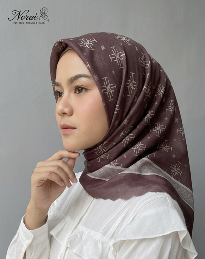 TUDUNG BAWAL PRINTED BIDANG 48 Cotton Voile Snow Flower Design