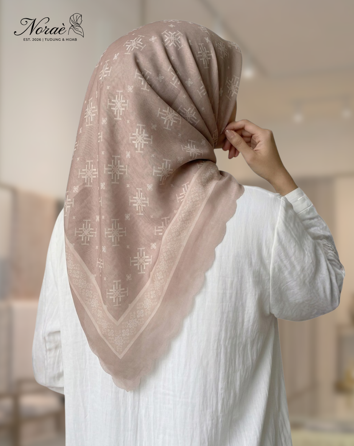 TUDUNG BAWAL PRINTED BIDANG 48 Cotton Voile Snow Flower Design