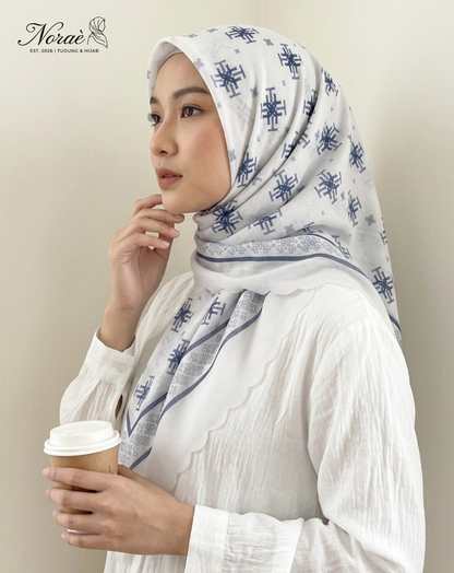 TUDUNG BAWAL PRINTED BIDANG 48 Cotton Voile Snow Flower Design