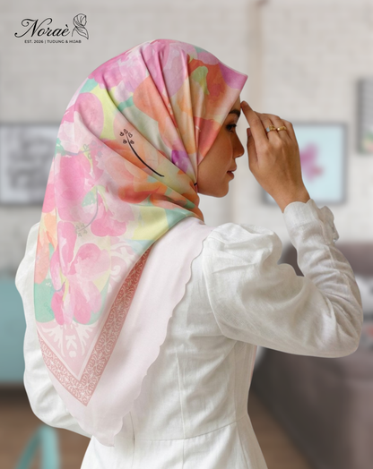 TUDUNG BAWAL PRINTED BIDANG 48 Cotton Voile Mix Color Design