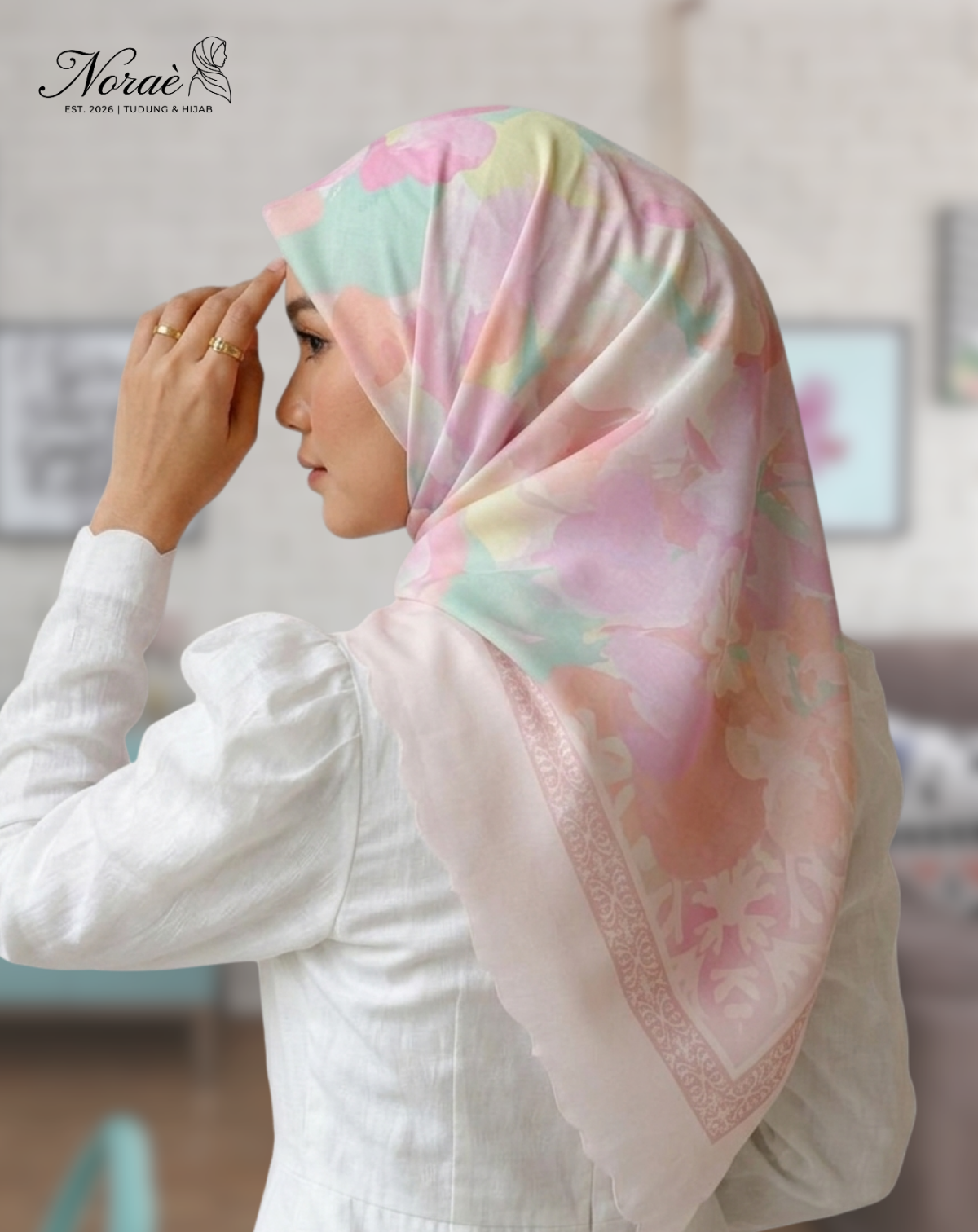 TUDUNG BAWAL PRINTED BIDANG 48 Cotton Voile Mix Color Design