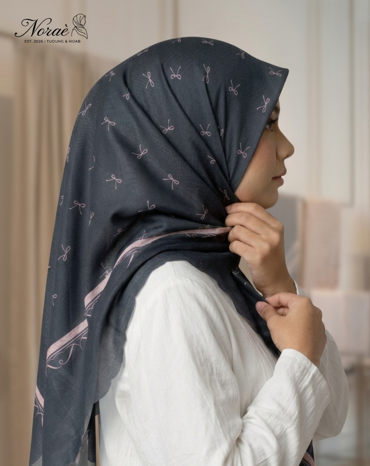 TUDUNG BAWAL PRINTED BIDANG 48 Cotton Voile Budi Sutera Design