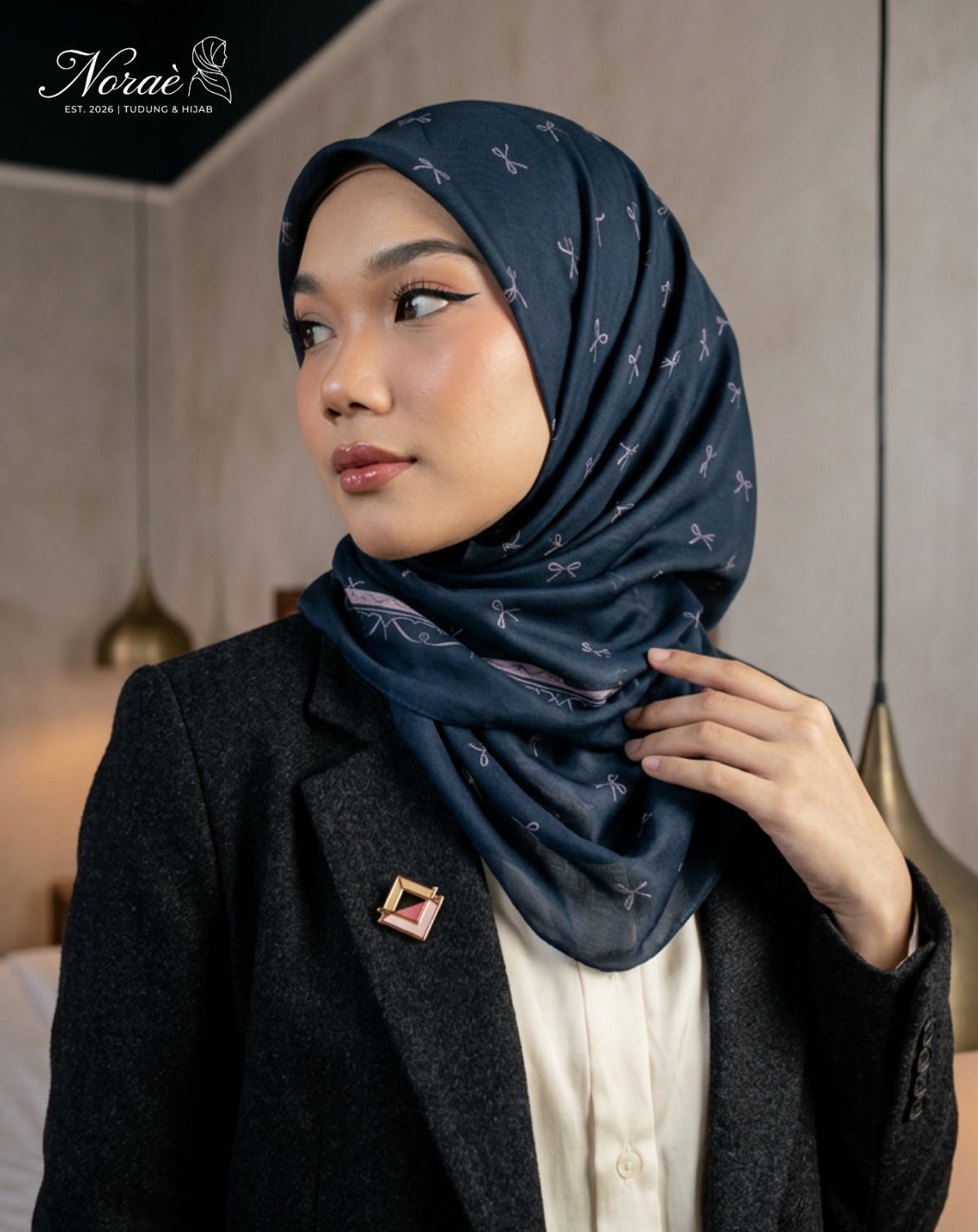 TUDUNG BAWAL PRINTED BIDANG 48 Cotton Voile Budi Sutera Design
