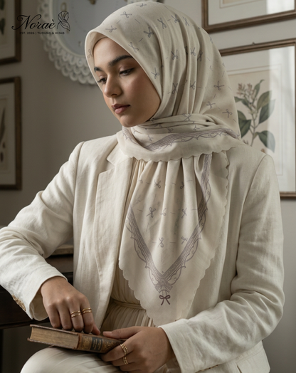 TUDUNG BAWAL PRINTED BIDANG 48 Cotton Voile Budi Sutera Design