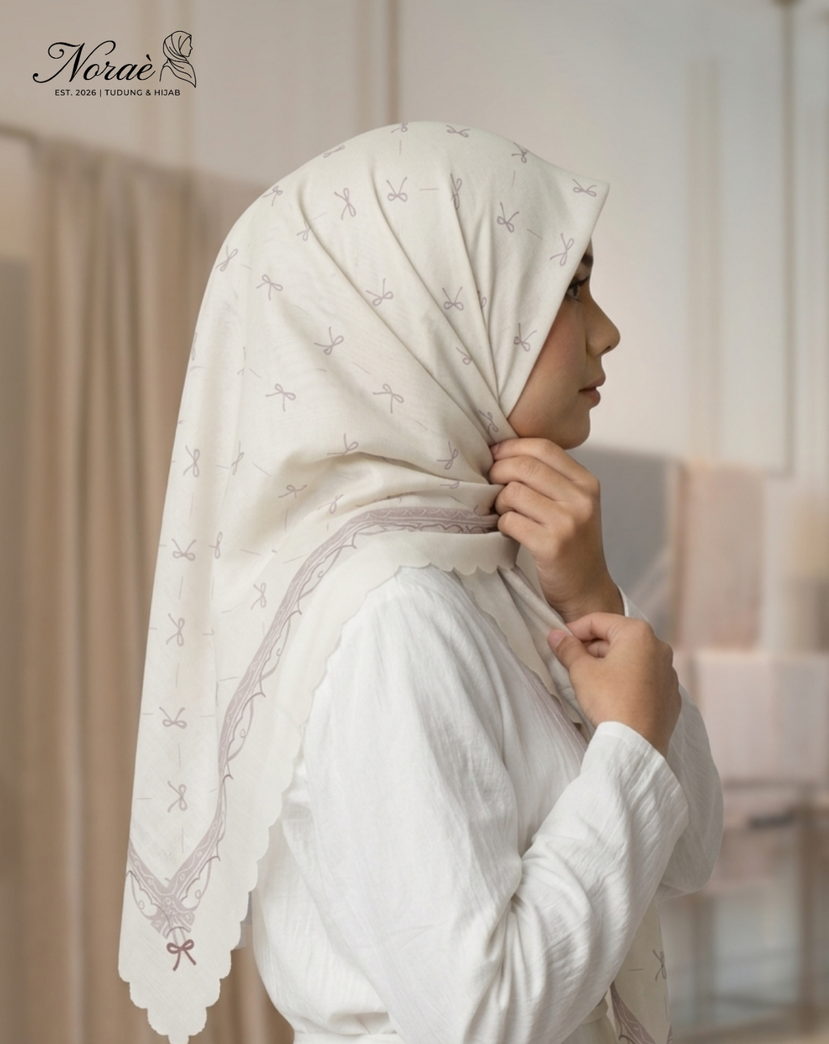 TUDUNG BAWAL PRINTED BIDANG 48 Cotton Voile Budi Sutera Design
