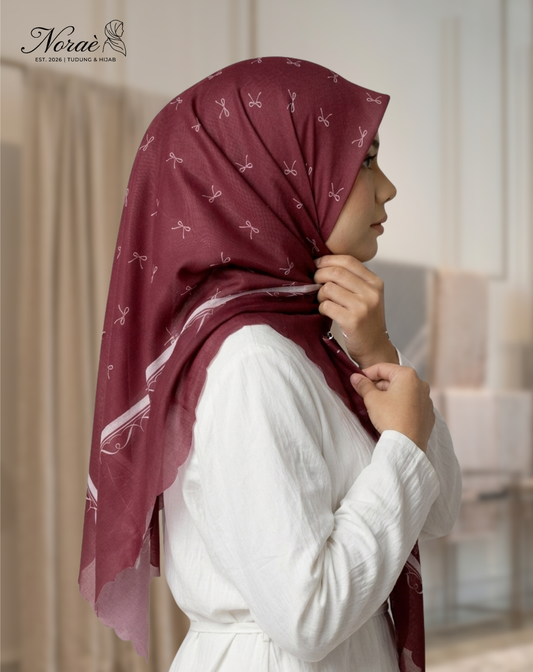 TUDUNG BAWAL PRINTED BIDANG 48 Cotton Voile Budi Sutera Design