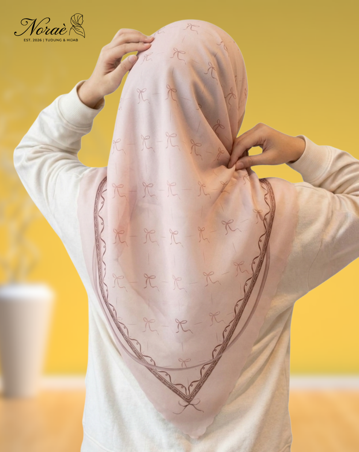TUDUNG BAWAL PRINTED BIDANG 48 Cotton Voile Line Flower Design