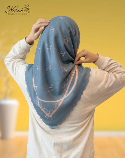 TUDUNG BAWAL PRINTED BIDANG 48 Cotton Voile Line Flower Design