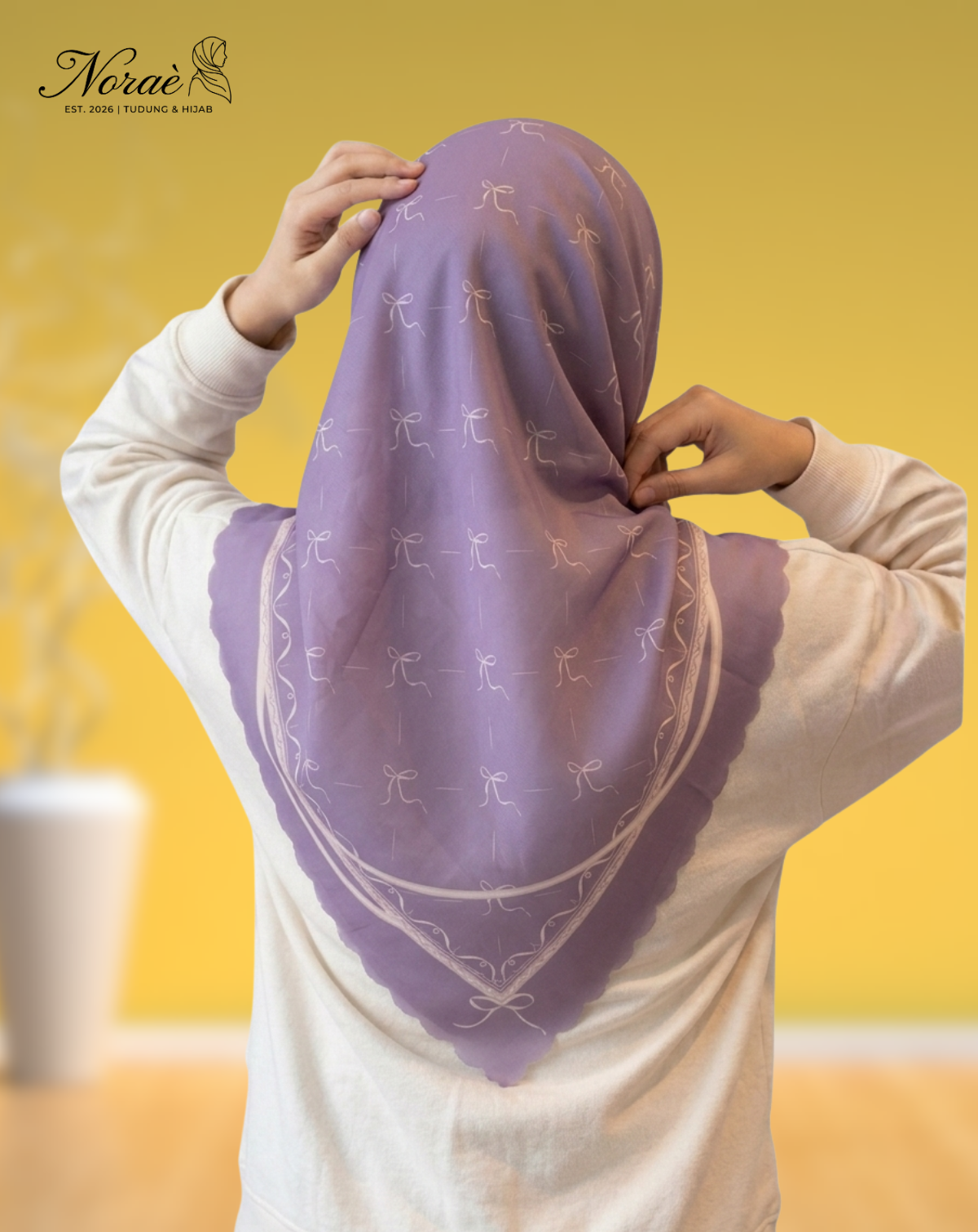 TUDUNG BAWAL PRINTED BIDANG 48 Cotton Voile Line Flower Design