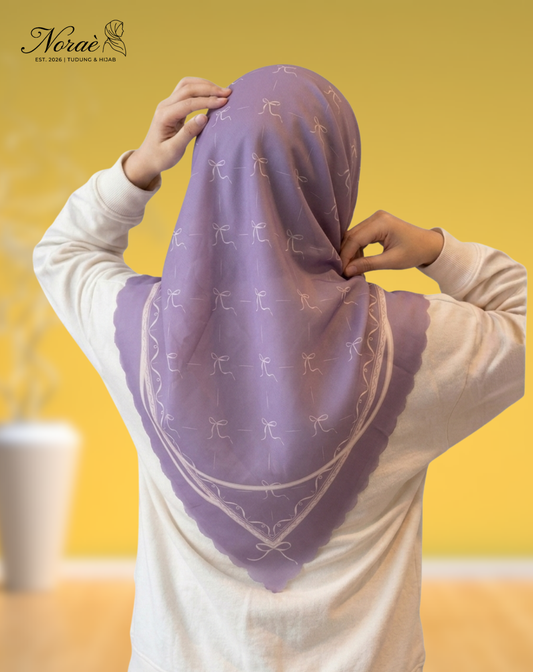 TUDUNG BAWAL PRINTED BIDANG 48 Cotton Voile Line Flower Design
