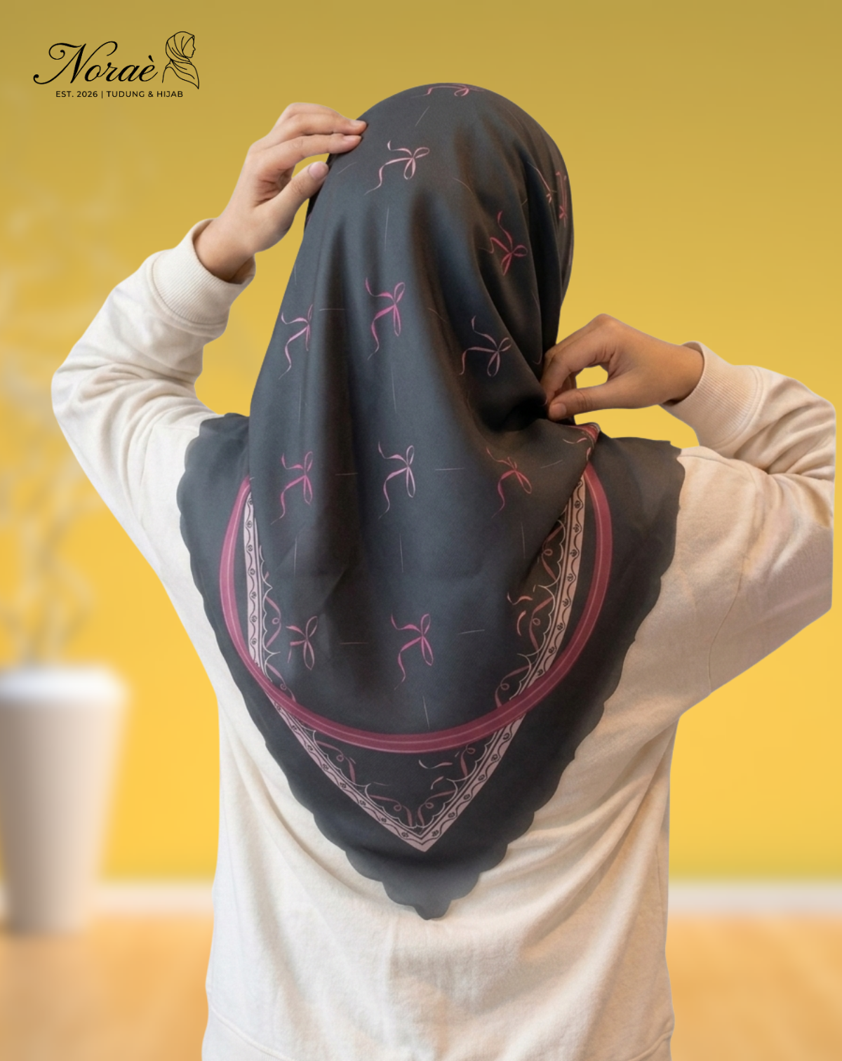 TUDUNG BAWAL PRINTED BIDANG 48 Cotton Voile Line Flower Design