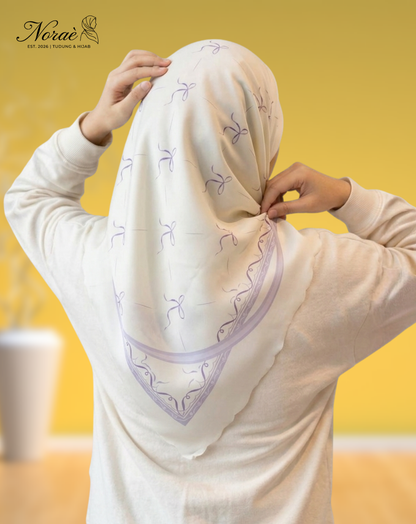 TUDUNG BAWAL PRINTED BIDANG 48 Cotton Voile Line Flower Design