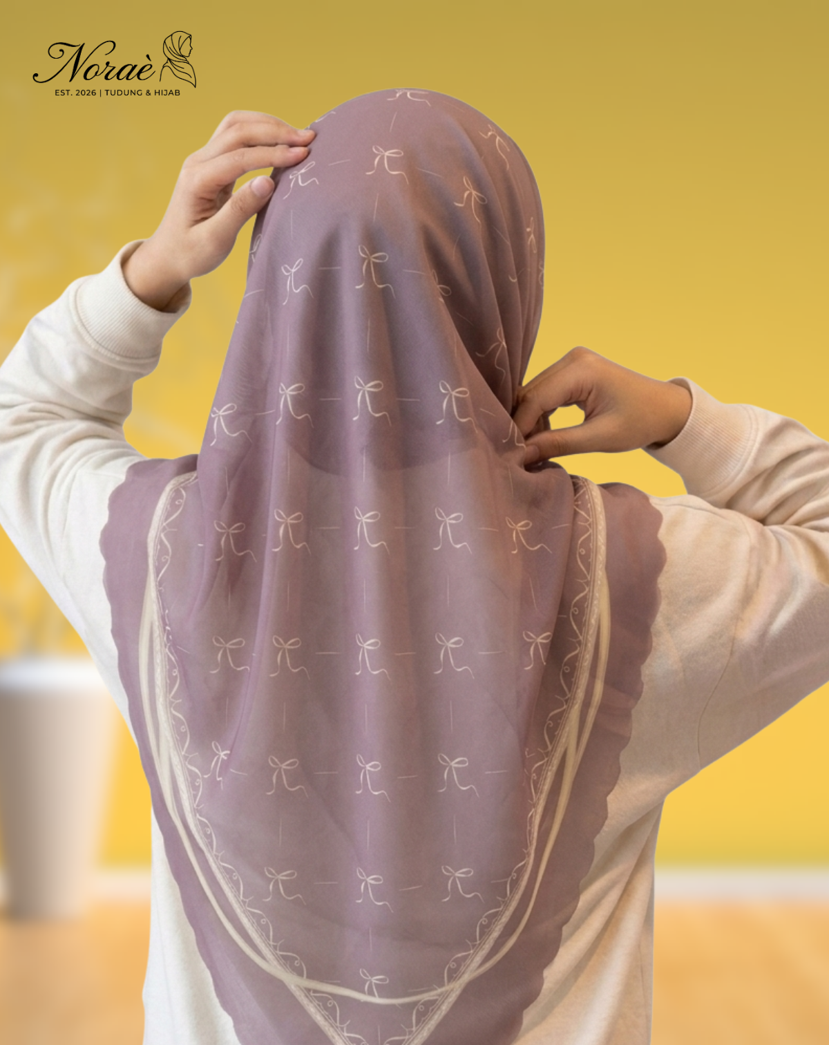 TUDUNG BAWAL PRINTED BIDANG 48 Cotton Voile Line Flower Design