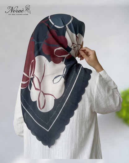 TUDUNG BAWAL PRINTED BIDANG 48 Cotton Voile Colorful Splash Design