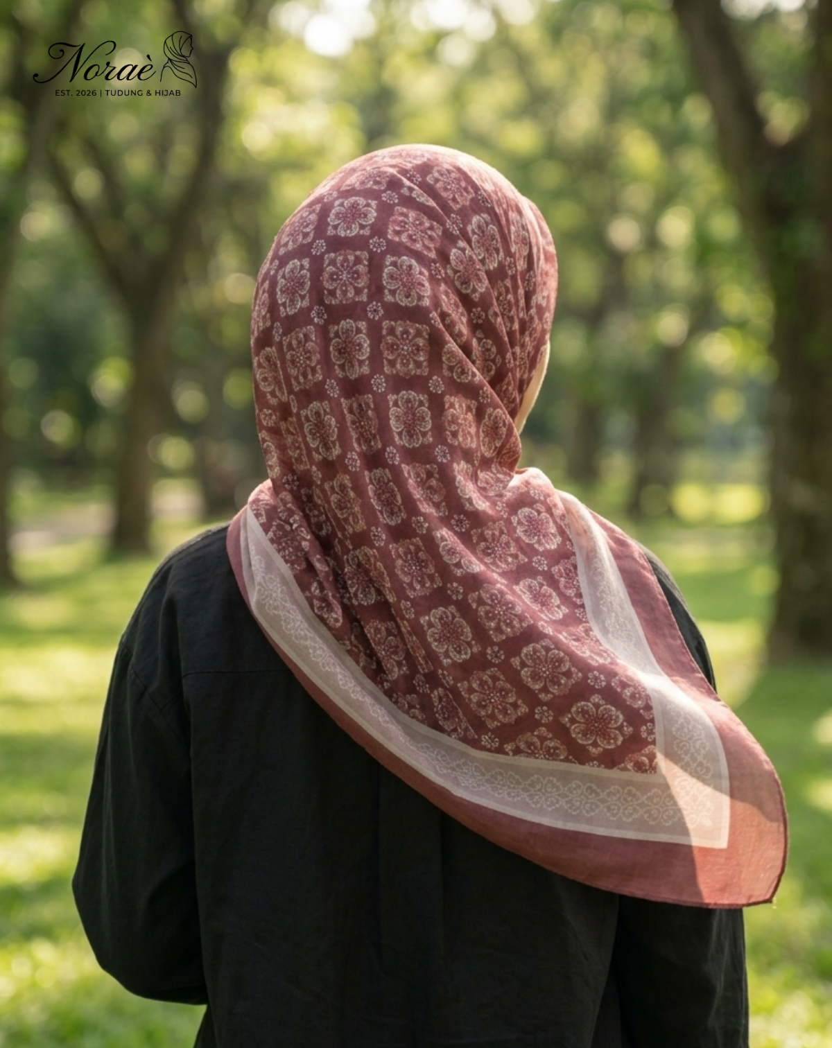 TUDUNG BAWAL PRINTED BIDANG 48 Cotton Voile Grid Design