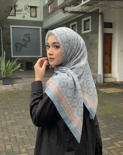 TUDUNG BAWAL PRINTED BIDANG 48 Cotton Voile Grid Design