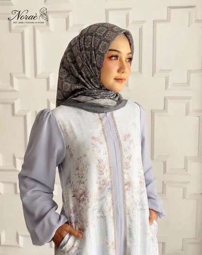 TUDUNG BAWAL PRINTED BIDANG 48 Cotton Voile Grid Design