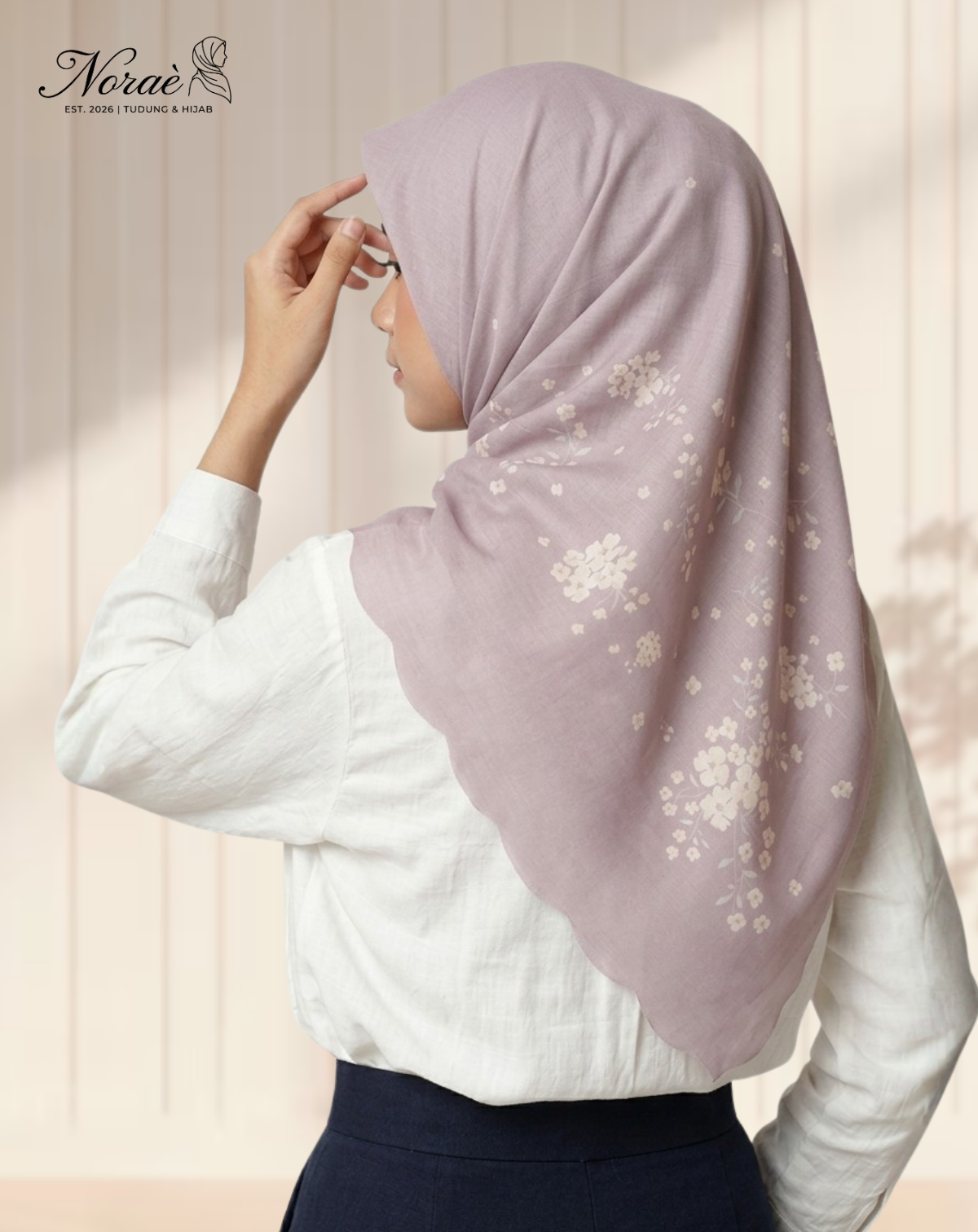TUDUNG BAWAL PRINTED BIDANG 48 Cotton Voile Garden Design