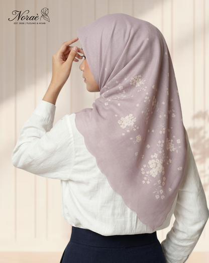 TUDUNG BAWAL PRINTED BIDANG 48 Cotton Voile Garden Design