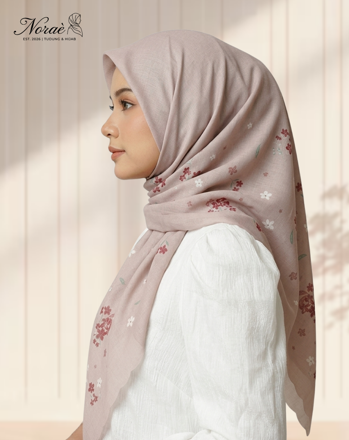 TUDUNG BAWAL PRINTED BIDANG 48 Cotton Voile Garden Design