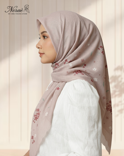 TUDUNG BAWAL PRINTED BIDANG 48 Cotton Voile Garden Design