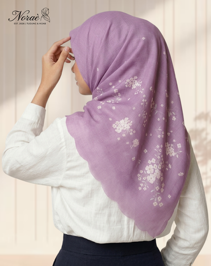 TUDUNG BAWAL PRINTED BIDANG 48 Cotton Voile Garden Design