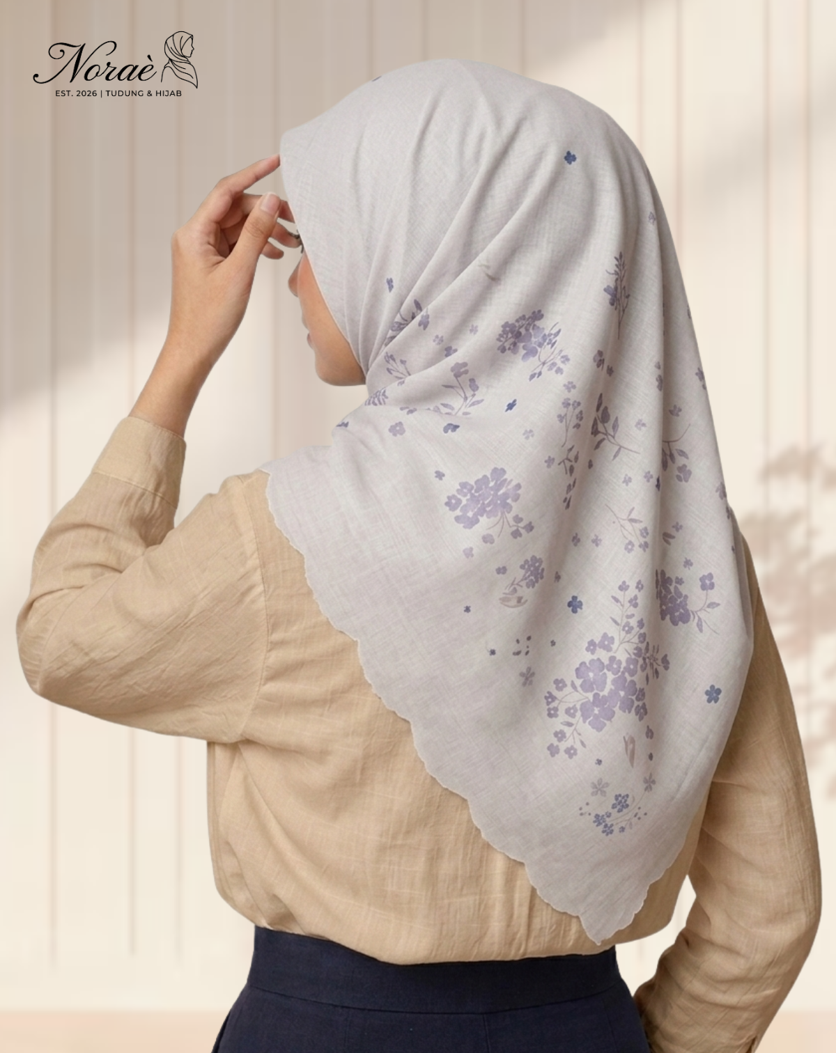 TUDUNG BAWAL PRINTED BIDANG 48 Cotton Voile Garden Design