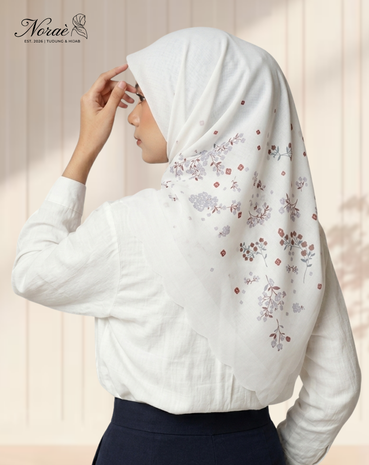 TUDUNG BAWAL PRINTED BIDANG 48 Cotton Voile Garden Design