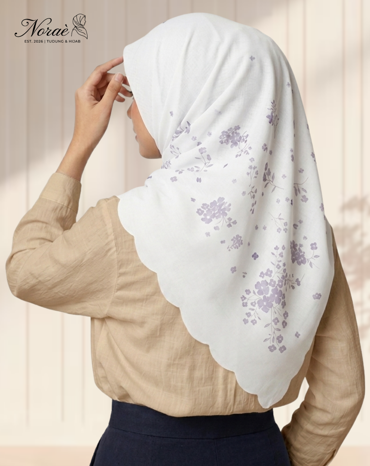 TUDUNG BAWAL PRINTED BIDANG 48 Cotton Voile Garden Design