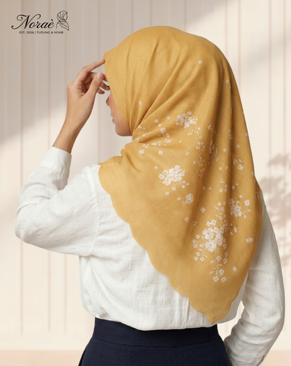 TUDUNG BAWAL PRINTED BIDANG 48 Cotton Voile Garden Design