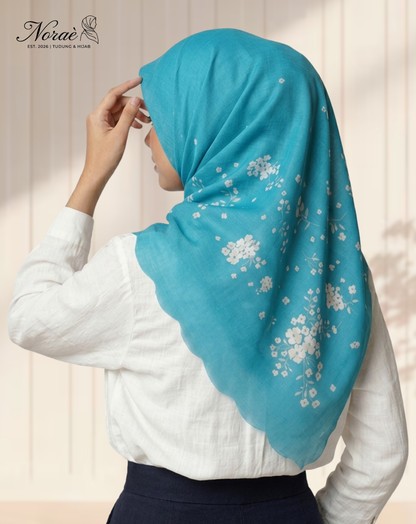 TUDUNG BAWAL PRINTED BIDANG 48 Cotton Voile Garden Design
