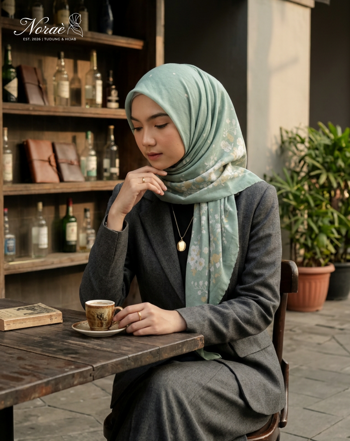 TUDUNG BAWAL PRINTED BIDANG 48 Cotton Voile Flower Leaf Design
