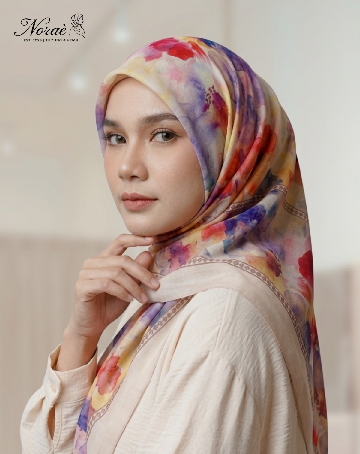 TUDUNG BAWAL PRINTED BIDANG 48 Cotton Voile Garden Fly Design