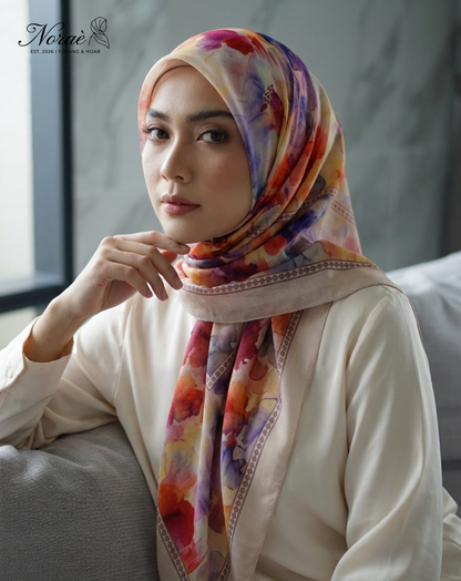 TUDUNG BAWAL PRINTED BIDANG 48 Cotton Voile Garden Fly Design