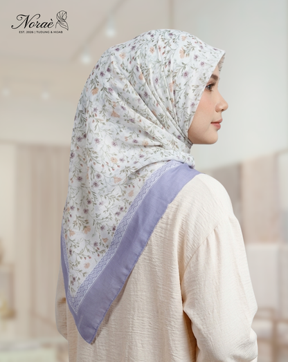 TUDUNG BAWAL PRINTED BIDANG 48 Cotton Voile Garden Fly Design