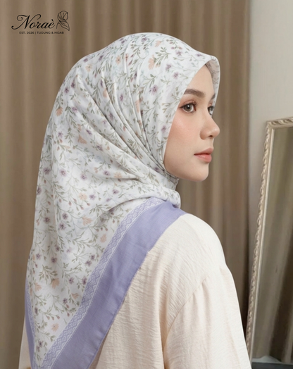 TUDUNG BAWAL PRINTED BIDANG 48 Cotton Voile Garden Fly Design