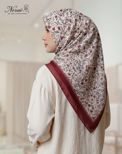 TUDUNG BAWAL PRINTED BIDANG 48 Cotton Voile Garden Fly Design