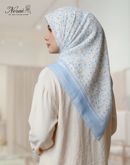 TUDUNG BAWAL PRINTED BIDANG 48 Cotton Voile Garden Fly Design