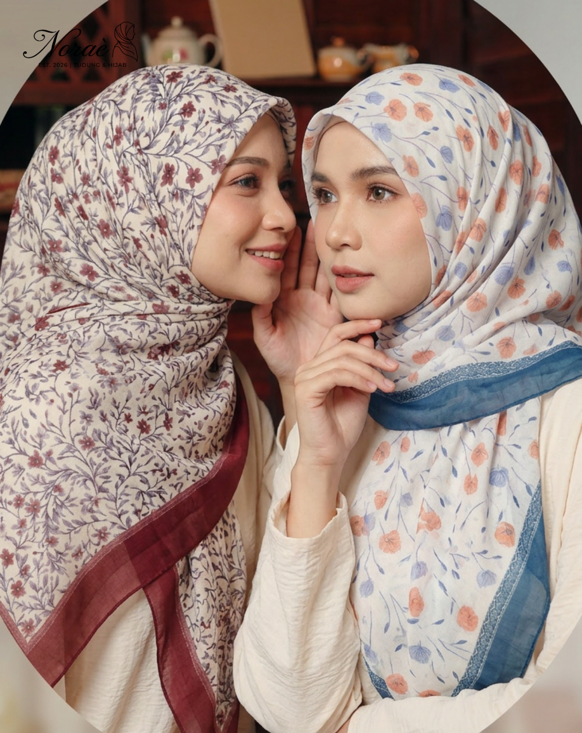 TUDUNG BAWAL PRINTED BIDANG 48 Cotton Voile Garden Fly Design