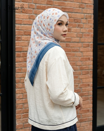 TUDUNG BAWAL PRINTED BIDANG 48 Cotton Voile Garden Fly Design