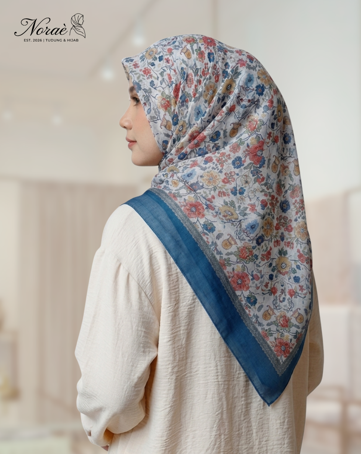 TUDUNG BAWAL PRINTED BIDANG 48 Cotton Voile Garden Fly Design