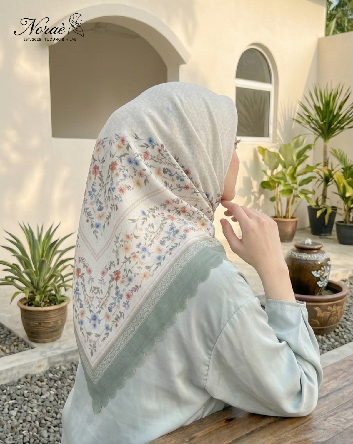 TUDUNG BAWAL PRINTED BIDANG 48 Cotton Voile Small Flower Peices