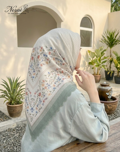 TUDUNG BAWAL PRINTED BIDANG 48 Cotton Voile Small Flower Peices