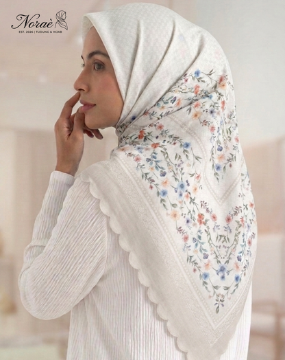 TUDUNG BAWAL PRINTED BIDANG 48 Cotton Voile Small Flower Peices