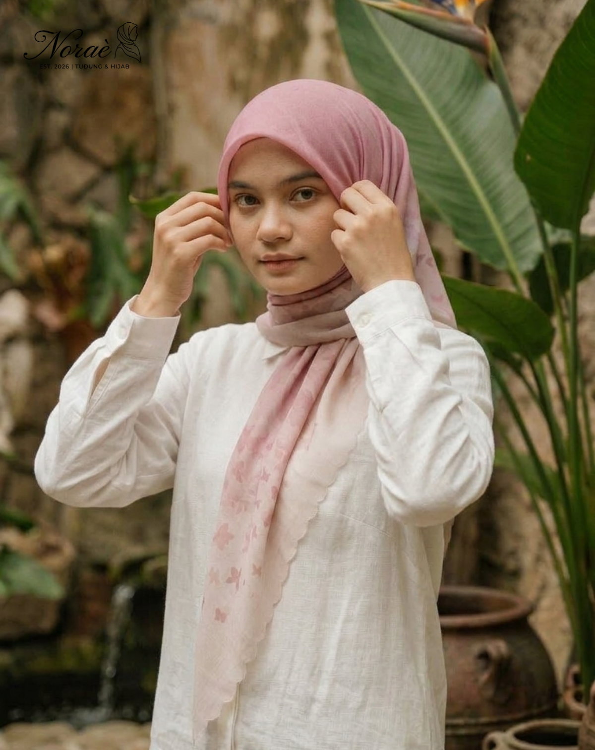 TUDUNG BAWAL PRINTED BIDANG 48 Cotton Voile Gradient Butterfly Design