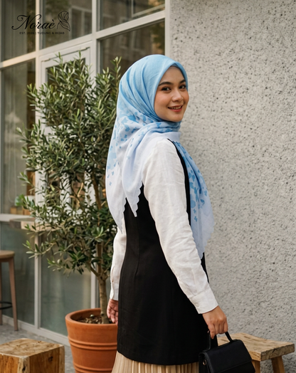 TUDUNG BAWAL PRINTED BIDANG 48 Cotton Voile Gradient Butterfly Design